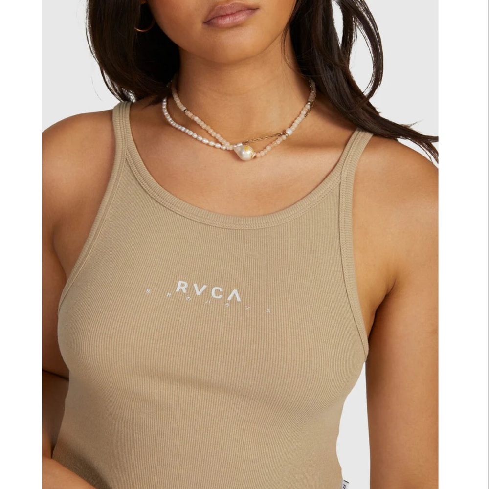 RVCA Beige Ribbed Tank Top